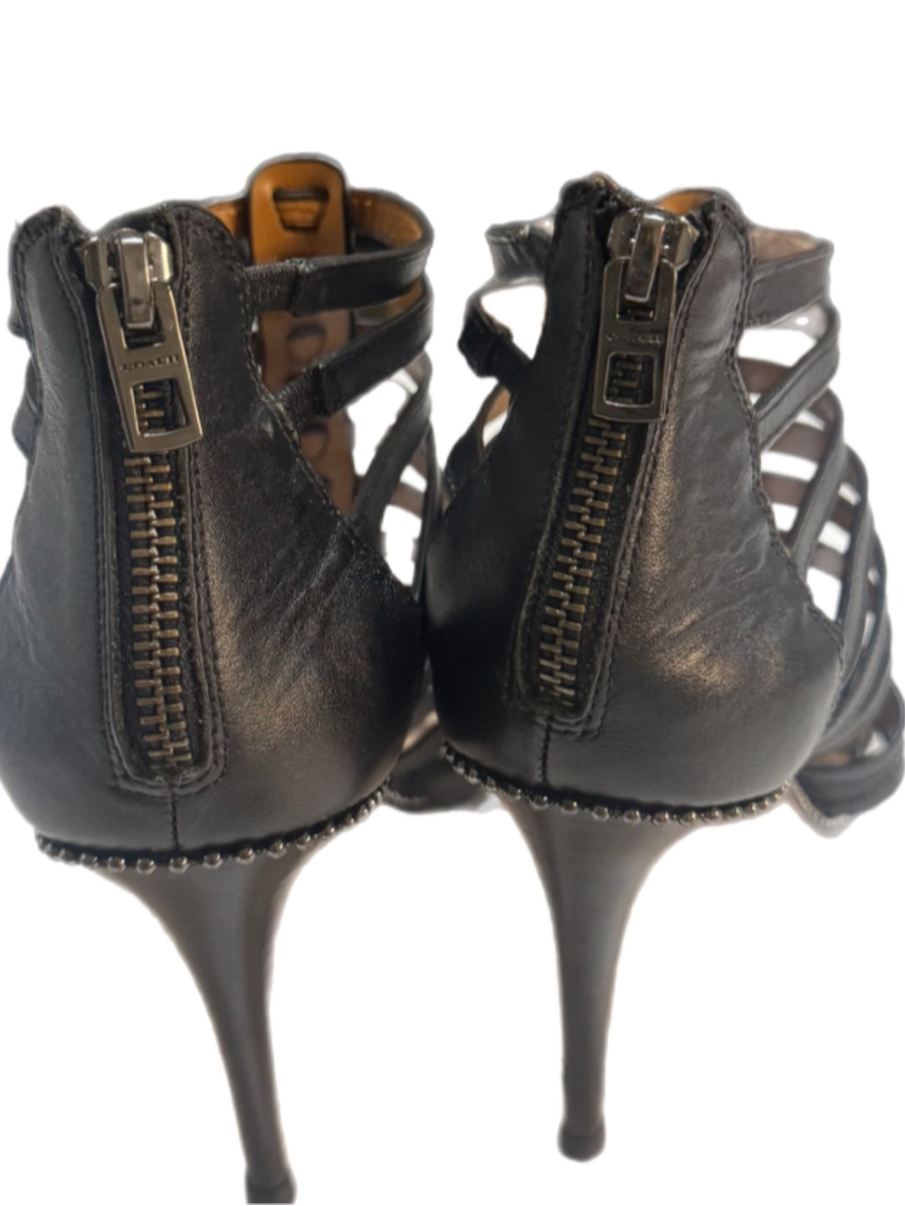 Coach Leather Women's Black Strappy Gladiator Sandals - Picture 4 of 7
